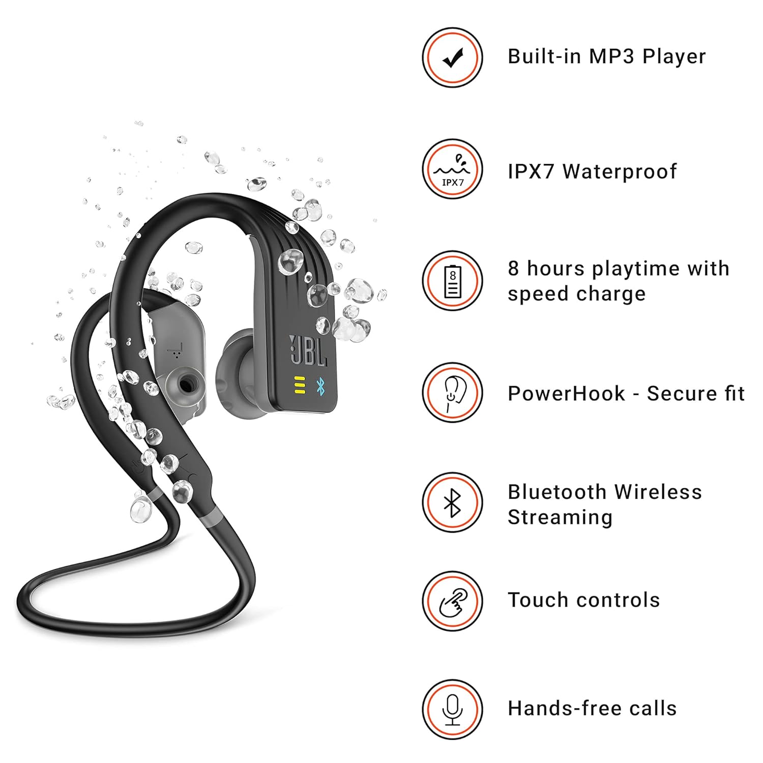 JBL Endurance Dive Bluetooth Wireless in Ear Earphones with Mic (Black)