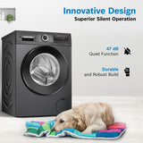 Bosch 9kg 5 Star Anti Stain & AI Active Water Plus Fully Automatic Front Load Washing Machine with Built in Heater (WGA1420TIN, Pretreatment & Steam with Anti Bacteria and 5 Star Inverter, Black Grey)