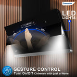 Crompton QuietPro Plus BLDC 1800m3/hr 90cm Slant Chimney| Filterless Intelligent Autoclean| Built In Oil Collector| Touch+Motion Sensor Control | (CHD-QPPI90FLE-IND)