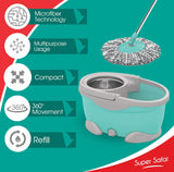 Spotzero by Milton Swift With Four Wheels Steel Wringer Spin Mop, Bucket