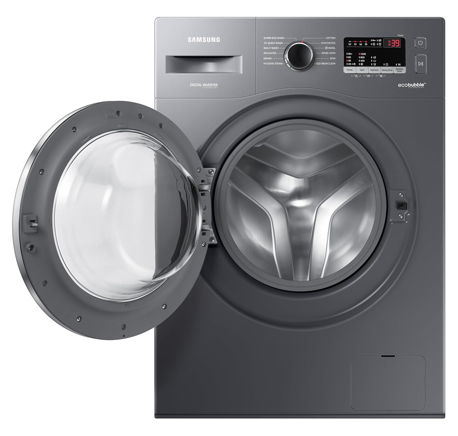 Samsung 7 kg, 5 Star, AI Control, Wi-Fi, Digital Inverter, Motor, Fully-Automatic Front Load Washing Machine (WW70T502NAN1TL, Hygiene Steam, Inox)