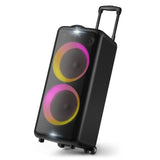 PHILIPS Party Speaker TAX5206, 160W Output, 14 hrs Playtime, 2X 8 Woofer & 2 x 2.5 Tweeter, Guitar & Mic Input, Party Lights, Trolley with Wheels (Black),with Additional Mic