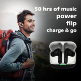 PHILIPS TAT1050WT/94 Truly Wireless Earbuds with ANC, Quad Mic ENC, Up to 50 Hr Playtime, 13mm Neodymium Drivers, Multipoint, IPX5 Water Resistance, Fast Charging, Ultra Low Latency (Deep Black)