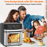 INALSA Air Fryer Oven|12L,1700W|Stainless Steel Body|12-in-1 Functions,Fry,Bake,Grill,Dehydrate&Reheat|12 Preset|Rotisserie&Convection|Dishwasher Safe Accessories|Aero Crisp