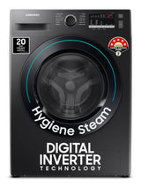 Samsung 9 kg, Hygiene Steam with Inbuilt Heater, Digital Inverter, Fully-Automatic Front Load Washing Machine (WW90T4040CB1TL, Black)