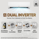 LG 1.5 Ton 3 Star Hot & Cold Convertible 6 in 1 DUAL Inverter and Large Indoor Unit Split AC US-H19BNXE