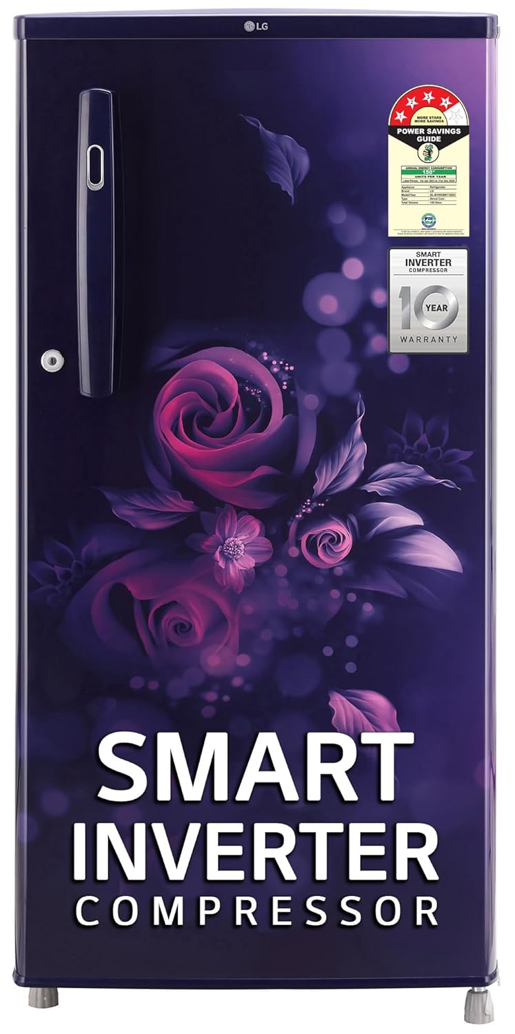 LG 185 L, 4 Star, Smart Inverter, Direct-Cool Single Door Refrigerator (GL-B199OBEY)