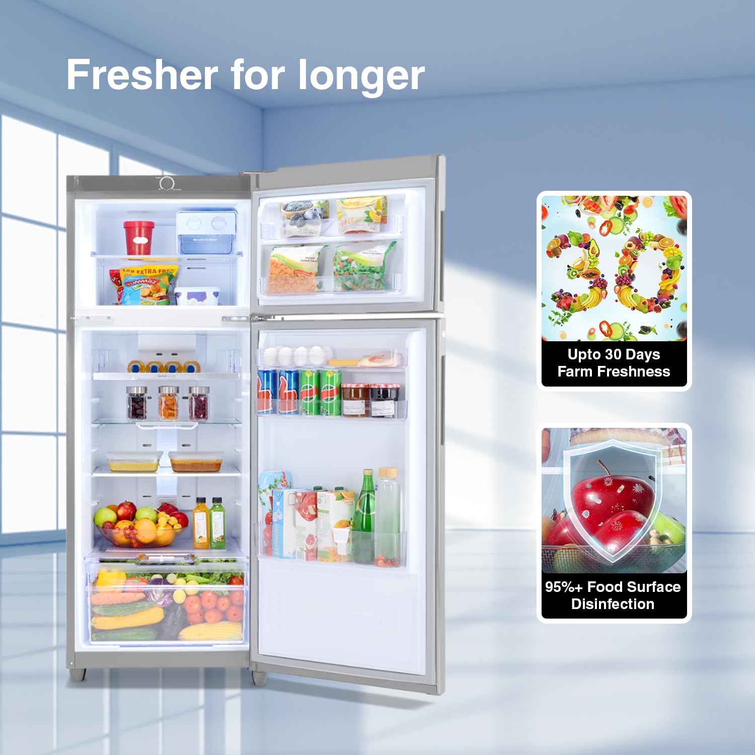 Godrej 223 L 2 Star Inverter Frost Free Double Door Refrigerator (RF EON 244B RI ST GL, Steel Glow)