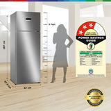 BOSCH Series 4 368 Litres 3 Star Frost Free Double Door Refrigerator (CTC39K03NI, Smoky Steel)