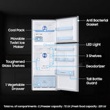 Samsung 301 L, 3 Star, Convertible 5-in-1 Digital Inverter with Display Frost Free Double Door Refrigerator (RT34C4523S9/HL, Silver, Refined Inox, 2024 Model)