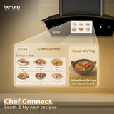 Beyond Appliances Asteria 60cm Auto Clean Kitchen Chimney | 1800 CMH Suction | Filterless | Curved Glass | Smart Screen & Speakers | Touch Control | Black Finish,ASTERIA BLDC-60 BASC-AABL60-JD-003 / BA-CR-AS-AD-BL-60-CH