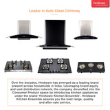 Hindware Kyra 60cm 1000 hr Low Noise Angular Designer Kitchen Chimney With Cassette Filter Touch Control Dual LED Lamps and Touch Control Black