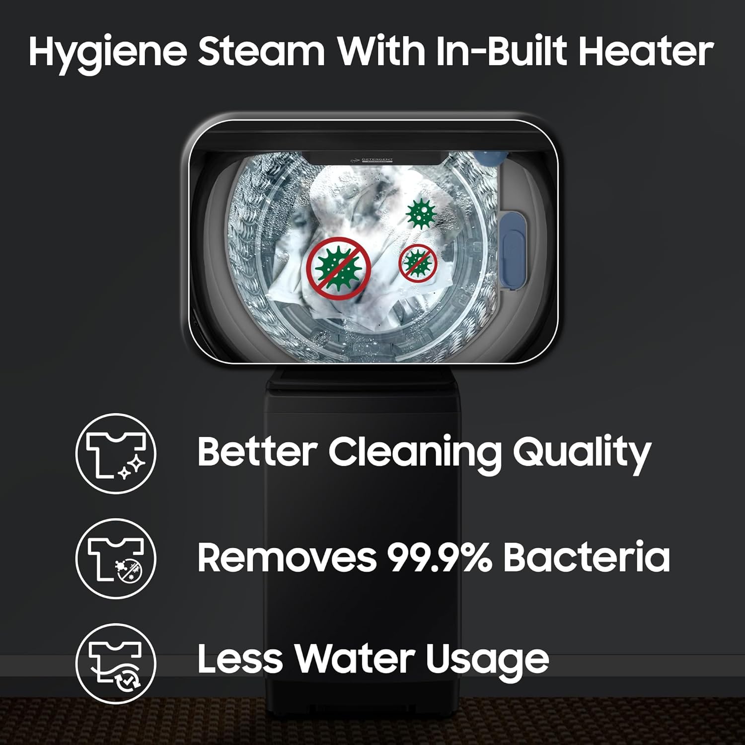 Samsung 8 Kg, 5 Star, Hygiene Steam, Ecobubble, Quick Wash, Soft Closing Door, Digital Inverter, Fully-Automatic Top Load Washing Machine (WA40F08H2CTL, In-Built Heater, Stainwash, Deep Charcoal)