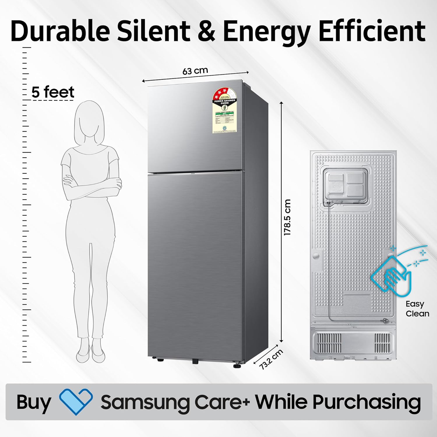 Samsung 350 L, 3 Star, Frost Free Double Door Refrigerator (RT38DG5A4DS8HL, Elegant Inox, Silver)