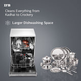 IFB Neptune FX2 14 Place Settings Hot water wash Free Standing Dishwasher (White, In Built Heater with Active Steam Drying)