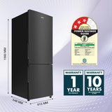 Haier 237 L, 3 Star, 8 In 1 Convertible, Twin Inverter Technology, Bottom Mounted Frost Free Double Door Refrigerator (HEB-243GB-P, GE Black)