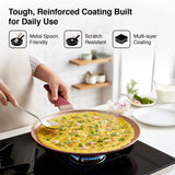 Prestige 27cm Omega Die-Cast Non-Stick Omni Tawa | 3-Layer Coating | Die-Cast Body | Metal Spoon Friendly | Heavy Base | Pink