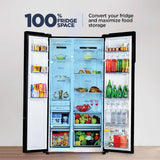 Haier 602L 3 Star 2 Door Premium Glass Side by Side Frost Free Refrigerator|100% Convertible|Wi-Fi|Expert Inverter Technology|Digital Display Panel|Triple Twist Ice Maker (HRS-682KGU1, Black Glass)