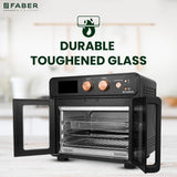 Faber Air Fryer Oven 25L, Digital Control, Bake Tray, SS Wire Tray&Basket, Crumb Tray, Rotisserie Kit|15 Preset Auto Program|Roast,Fry,Toast,Defrost|Convection Function|FAO 25L 15F BK|1700 W Black