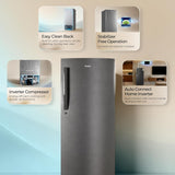 Haier 190 L 5 Star Direct Cool Inverter Single Door Refrigerator with Fast Ice Making, Easy Clean Back, Large Vegetable Box (HED-205DSA-P, Dazzle Steel, )