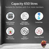 LG 650 L, 3 Star, S Frost Free Double Door Side by Side Refrigerator (GL-B257HDS3, Dazzle Steel, Express Freeze)