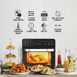 INALSA Air Fryer Oven|15L, 1600W|Stainless Steel Body|16-in-1 Functions,Fry,Bake,Grill,Dehydrate,Roast& Reheat|16 Preset|Rotisserie & Convection|Dishwasher Safe Accessories|2Yr Warranty,Aero Smart 15