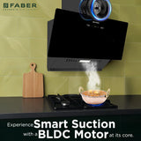 Faber Hood Trendy 90cm 1500 m³/hr BLDC Autoclean Slant Shape Chimney | Built In Oil Collector | Touch & Gesture Control | TRENDY IN BLDC HCSCFL BK 90