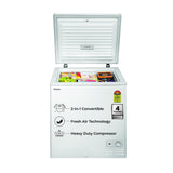 Haier HFC-145SM5, 5 Star Rating, Single Door Convertible Deep Freezer, Inside Metal Liner with Deo Fresh Technology, Compact Design & Removable Gasket (White)