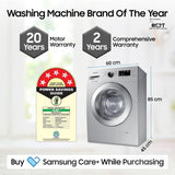 Samsung 7 KG, 5 star, Hygiene Steam with Inbuilt Heater, LED Display, Diamond Drum, Fully-Automatic Front Load Washing Machine with 20 years warranty on Digital Inverter(WW70R20GLSS/TL, DA SILVER)