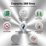 LG 288 L 2 Star Smart Inverter Frost-Free Double Door Refrigerator (GL-S322SPZY, Shiny Steel)