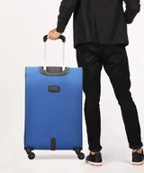 Aristocrat Soft Body Set Of 2 Luggage 4 Wheels - Trigon Set Of 2- Cabin+Large(56+77)Cm, Softcase, 4 Wheels - Blue