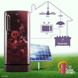 LG 185 L 5 Star Inverter Direct-Cool Single Door Refrigerator (GL-D201ASEU, Scarlet Euphoria, Base stand with drawer)