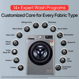 LG 9 Kg, 5 Star, AI Direct Drive Technology, Wi-Fi, Steam+ with Wrinkle Care, Fully Automatic Front-Loading Washing Machine (FHP1209Z7P, Intelligent & Convenient Fabric Care, Allergy Care, Platinum)