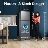 Samsung 256 L, 3 Star, Bespoke AI, Convertible, Digital Inverter Frost Free Double Door Refrigerator (RT80H30U3THL, Silver, Refined Inox, 2026 Model)