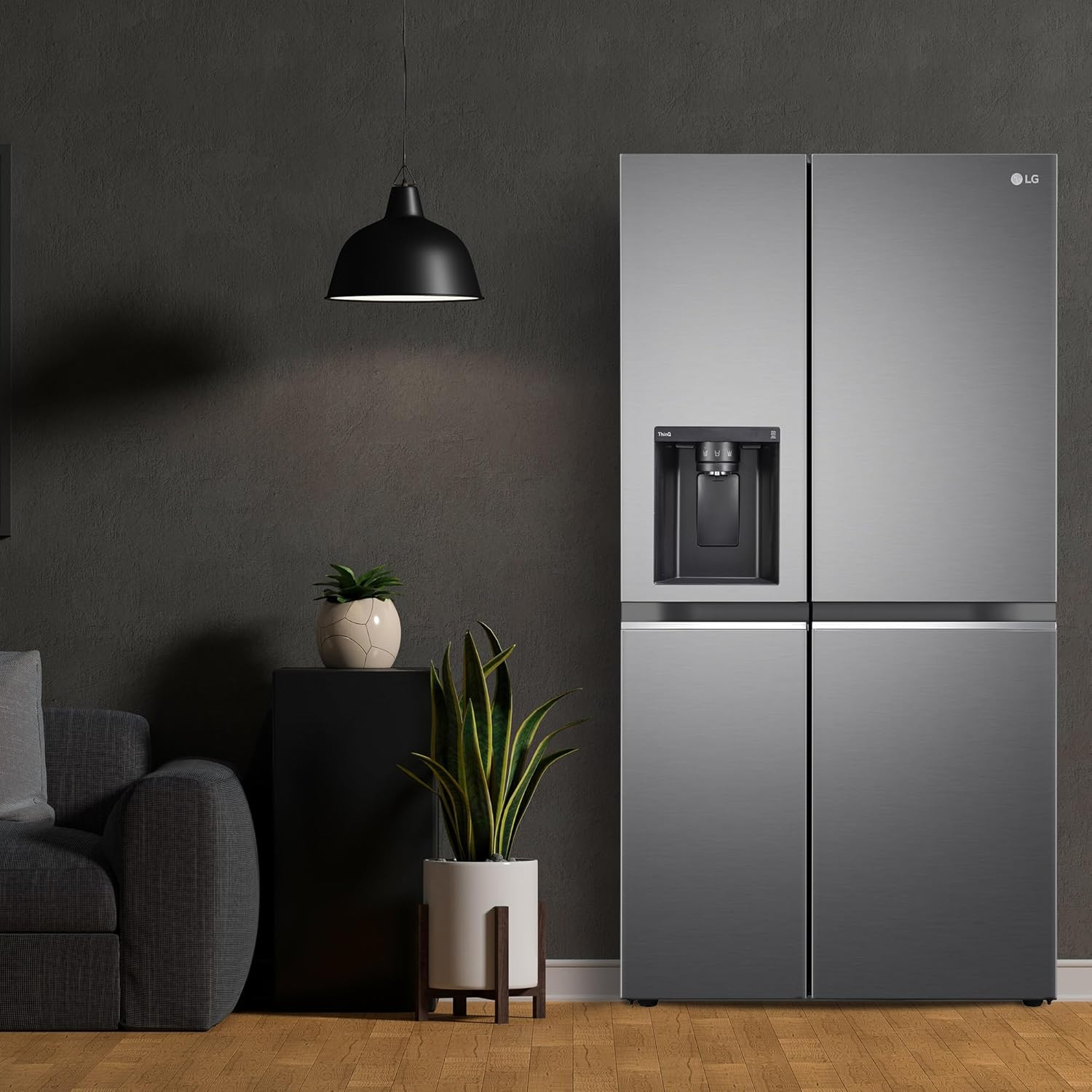 LG 630 L 3 Star Frost Free Smart Inverter Wi-Fi Double Door Side by Side Refrigerator (GL-L257CPZ3, Shiny SteelWith Water & Ice Dispenser)