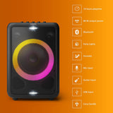 Philips Audio TAX3206/94 80W Bluetooth Party Speaker with 14 Hours Play Time, Karaoke Features, Guitar and Mic Input, Party Lights and Carry Handle (Black)