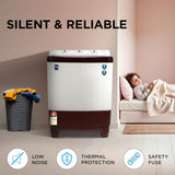 Midea 7.5 KG Semi Automatic Top Loading Washing Machine, Rust proof Body, Air Dry Function with 1300 RPM (MWMSA075PPG, Maroon White)