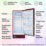 Samsung 215L 5 Star Inverter Direct-Cool Single Door Refrigerator Appliance (RR23C2H35RZ/HL,Midnight Blossom Red) Base Stand Drawer