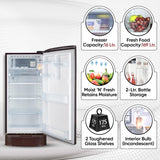 LG 185 L 5 Star Inverter Direct-Cool Single Door Refrigerator (GL-D201ASEU, Scarlet Euphoria, Base stand with drawer)