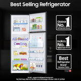 Samsung 256 L, 3 Star, Convertible, Digital Inverter with Display Frost Free Double Door Refrigerator (RT30C3733BX/HL, Luxe Black)