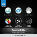Voltas Beko, Top Load 7 Kg 5 Star Eco Wash/Monsoon Dry Fully-Automatic Washing Machine (WTL70 )