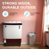 Midea 7.5 KG Semi Automatic Top Loading Washing Machine, Rust proof Body, Air Dry Function with 1300 RPM (MWMSA075PPG, Maroon White)