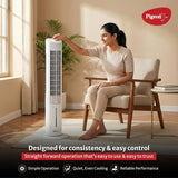Pigeon High Performance Tower Fan with Manual Control, 3 speed settings, Quiet Operation, Low Power Consumption and Lightweight Portable Body, White PGPDTFM7501