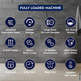 Electrolux 8kg 5 Star Front Load Washing Machine, AutoSense Technology, Full Load Vapour Wash, Hygienic Care, Woolmark, EcoInverter Motor, UltimateCare 500, EWF8024R5SB, Dark Silver