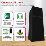 LG 276 L, 2 Star, Smart Inverter, Smart & Dairy Mode, Frost-Free Double Door Convertible Refrigerator (GLT2826XWOB, Onyx Black, Multi Air Flow & Convertible Space for More Storage, 2026 Model)