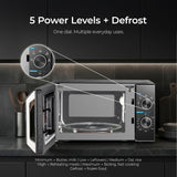 Midea 20L Solo Microwave Oven (MMO20CXAMMPEBK, Black, 5 power levels & Defrost function)