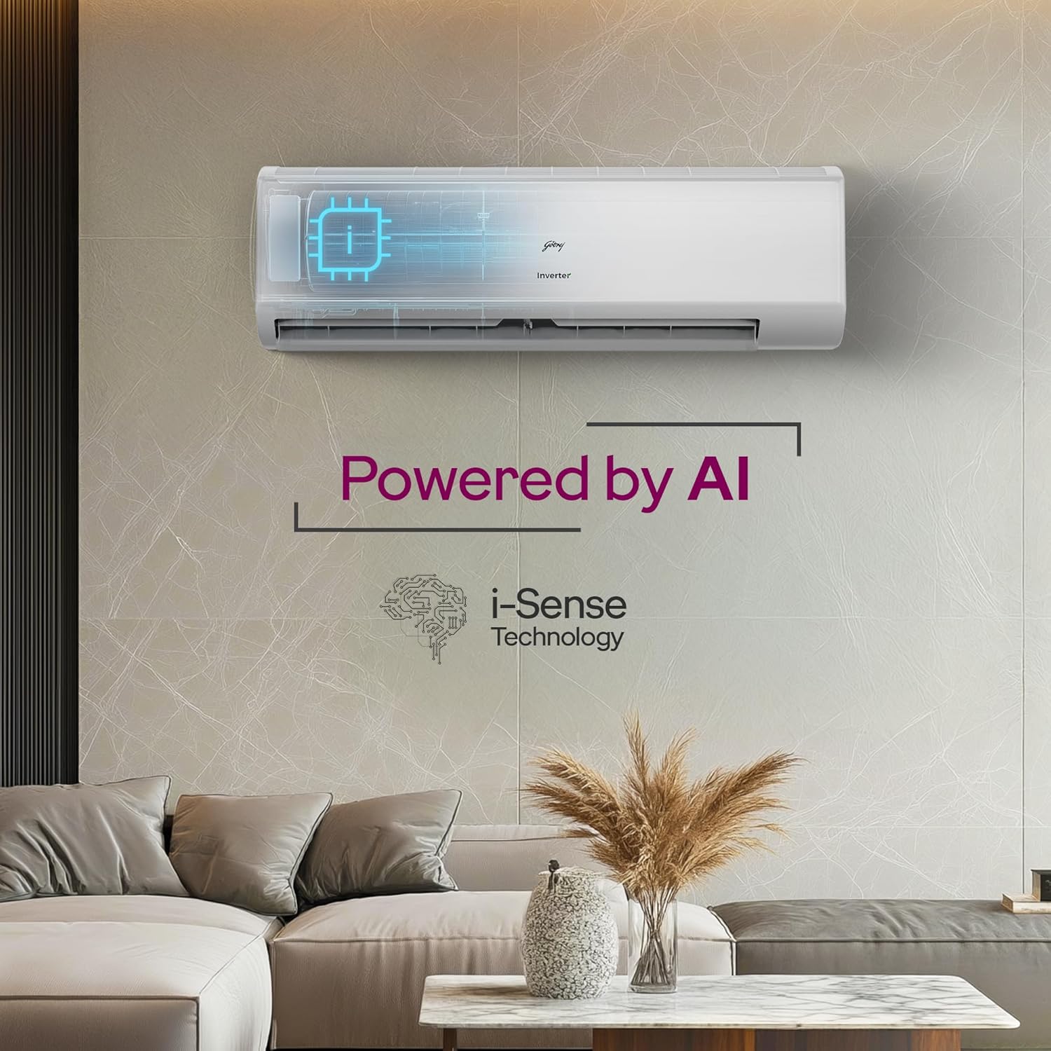 Godrej 1.5 Ton 5 Star Inverter Split AC (1.5T EI 18II5T WZS Split 5S, White)