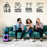 ZEBRONICS 120 Watts Party Speaker with 2 Wireless Mic, 7 hrs Playtime, Karaoke & Recording Function, TWS, Bluetooth, USB, AUX, mSD, RGB Modes (Thump 700)