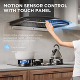 Midea 90 cm 1600 m3/hr BLDC, Filter-less, Wi-Fi enabled, intelli- Autoclean, 9 speed kitchen Chimney, Free Installation Kit (Megan Auto Clean), Black