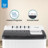 Voltas Beko, A Tata Product 10 Kg 5 Star Semi-Automatic Top Load Washing Machine (WTT100UPA/GR5KPTD, Grey, Special pulsator and Double waterfall Techn